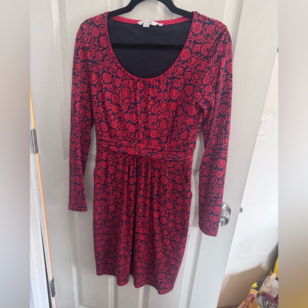 Boden Mabel Floral Dress 6R Long Red Blue - Picture 2 of 12